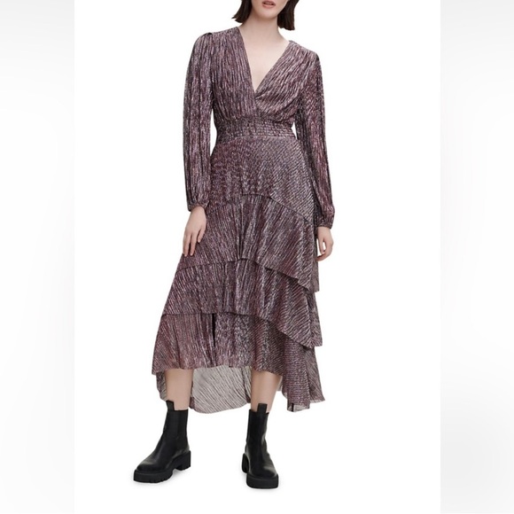 Maje NEW W/tags Ruffiniti Metallic Maxi Dress size 40 US 8 - Picture 1 of 4